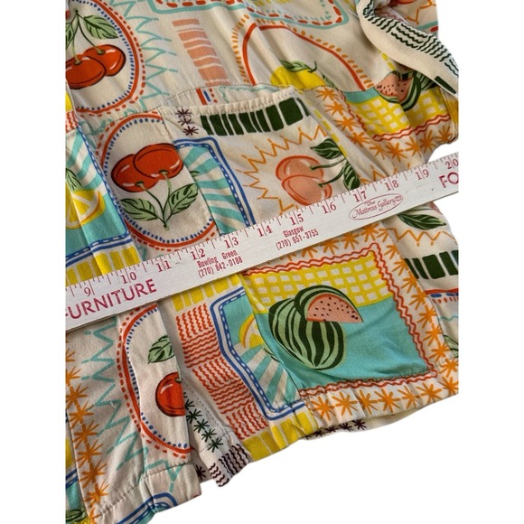 April Kiss Linen Blend Cropped Button Down Shirt Small S Fruit Print Tropical - Picture 5 of 8